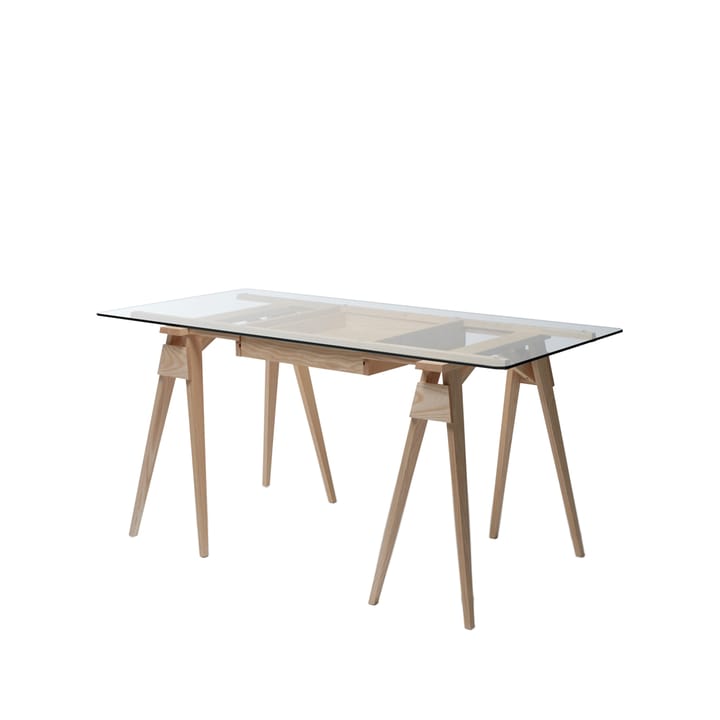 Arco desk - Oak clear lacquer incl. box, glass tabletop - Design House Stockholm