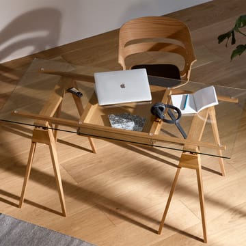 Arco desk - Oak clear lacquer incl. box, glass tabletop - Design House Stockholm