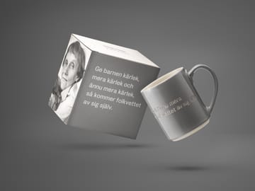 Astrid Lindgren mug, Give the children love - grey-swedish - Design House Stockholm