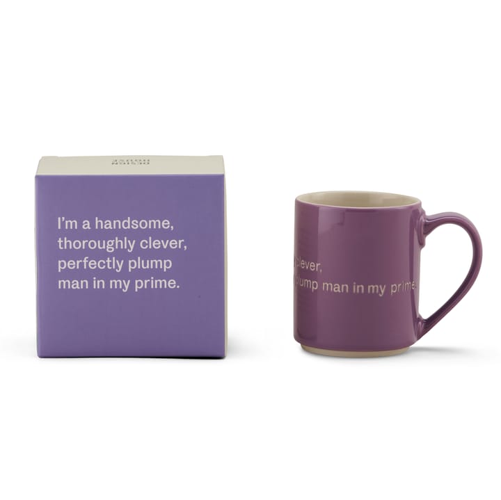 Astrid Lindgren mug, I am handsome, lila-english Design House Stockholm