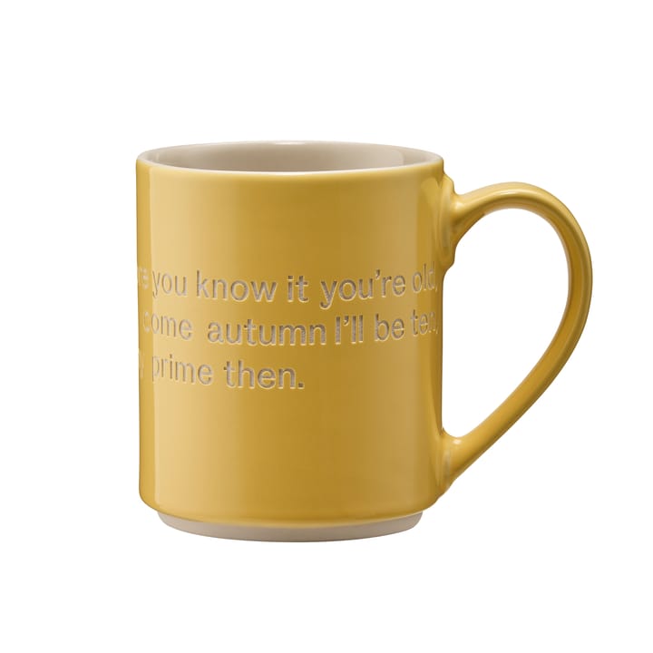 Astrid Lindgren mug, Oh yes, time flies - yellow-english - Design House Stockholm