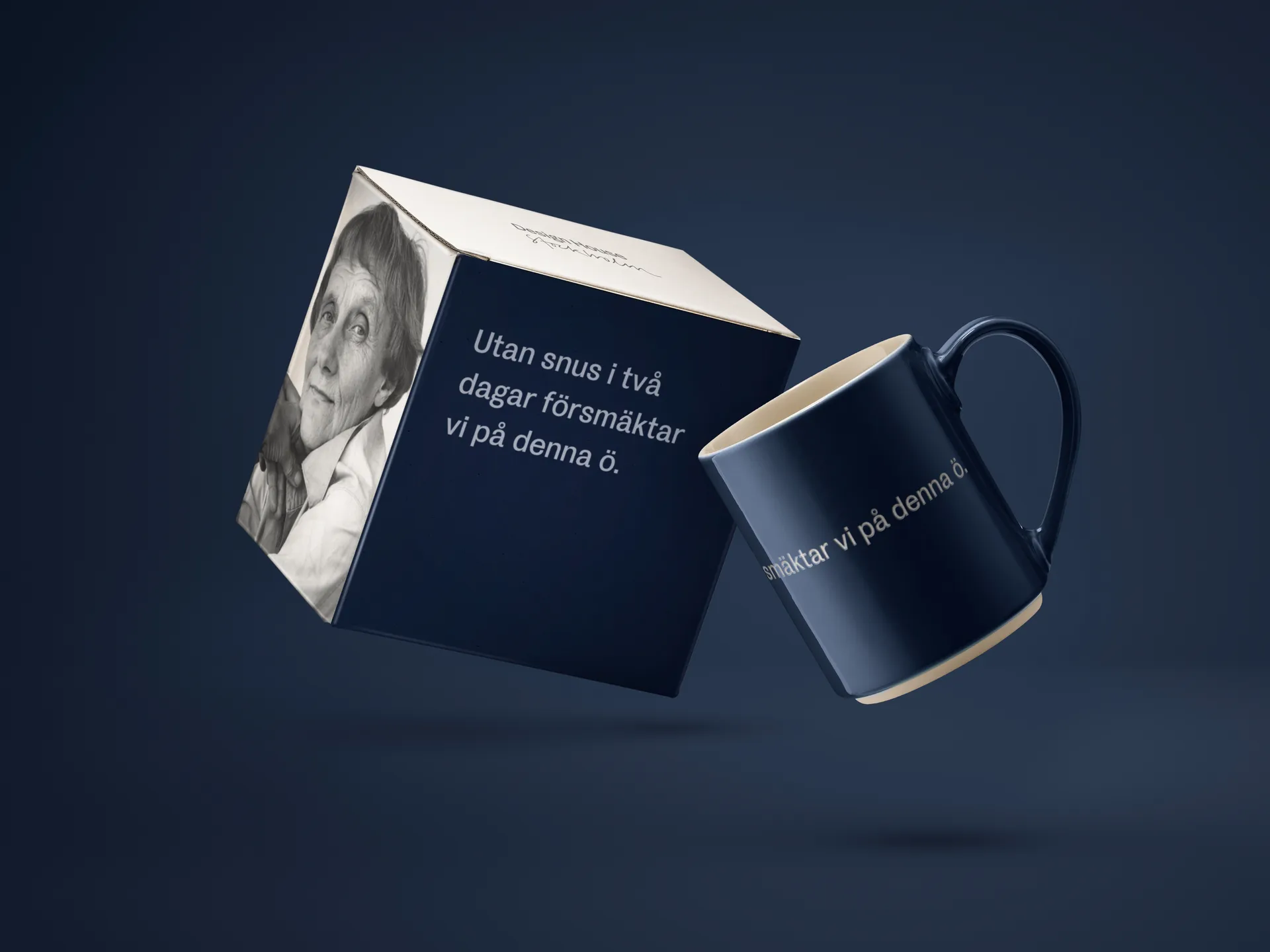 Astrid Lindgren mug Utan snus, Swedish text Design House Stockholm