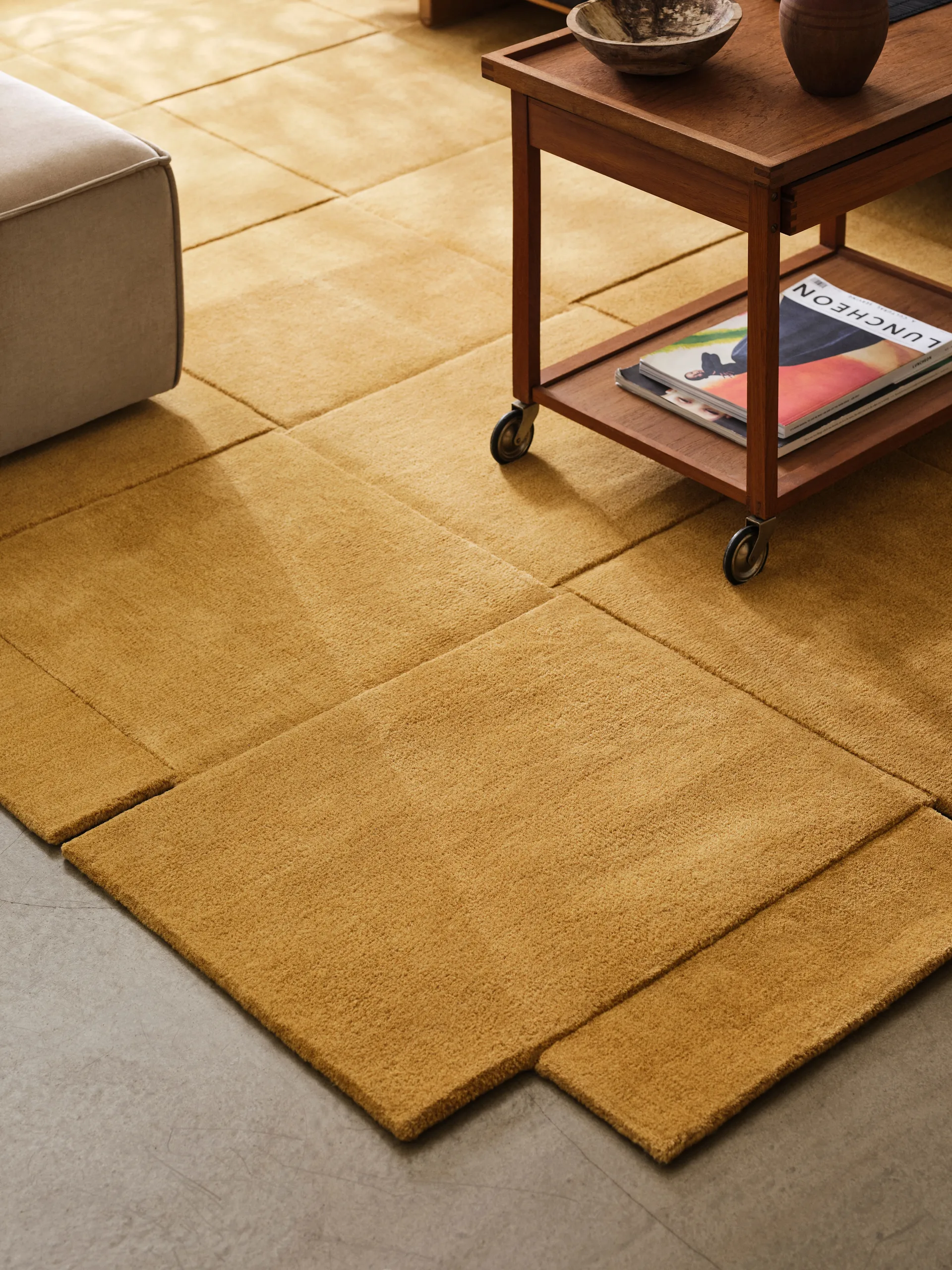 Basket rug yellow ochre, 245x245 cm Design House Stockholm