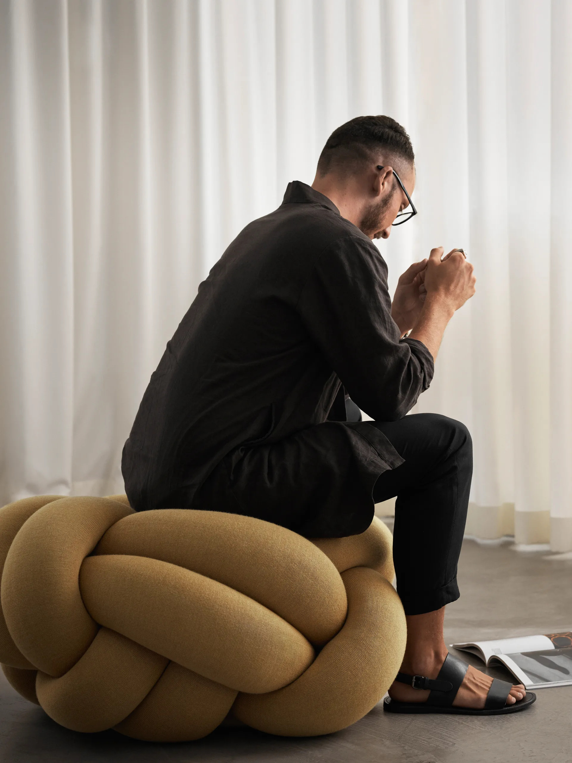 Knot cushion XL, Yellow Design House Stockholm