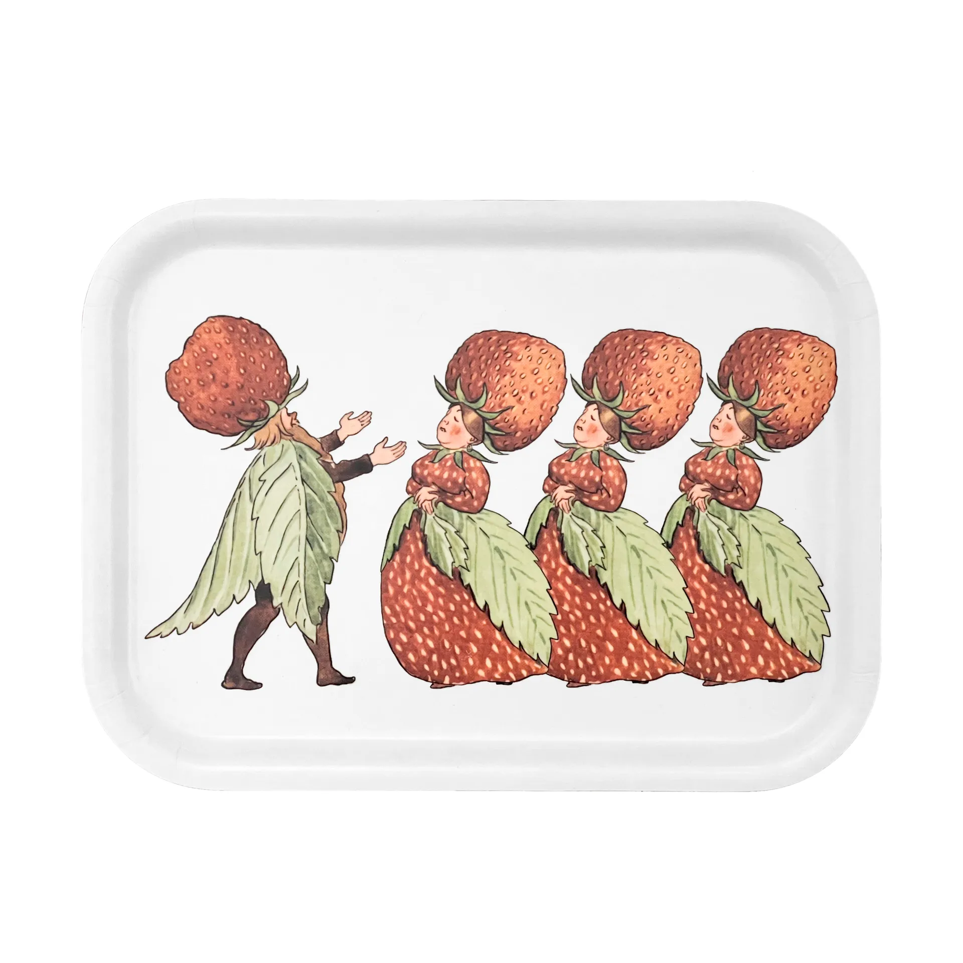 The Strawberry Family tray 20x27 cm, White Design House Stockholm