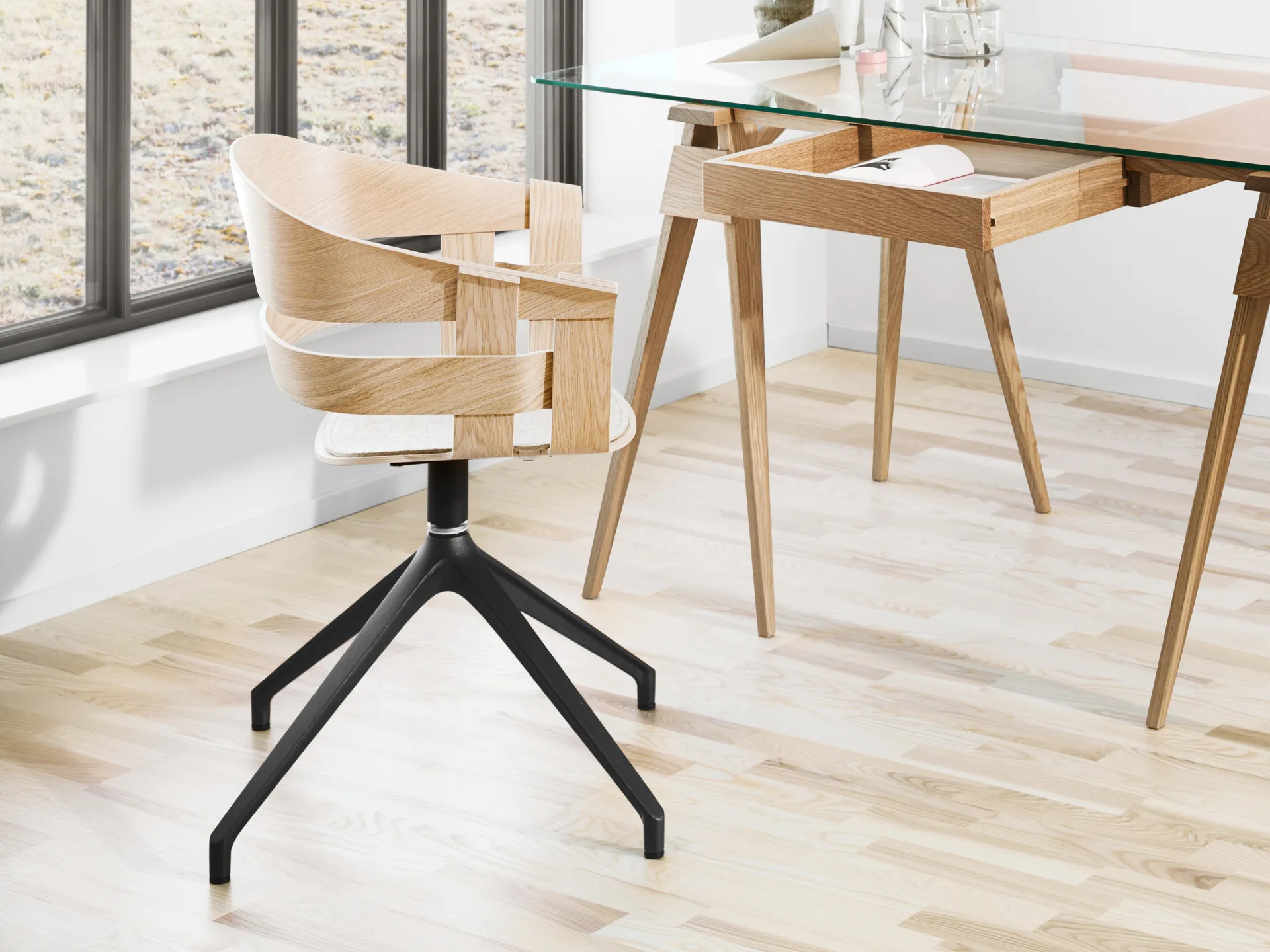 Wick Chair office chair, Oak-grey metal legs Design House Stockholm