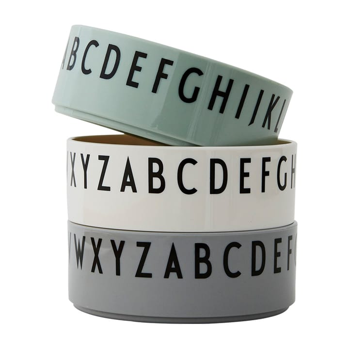 Breakfast Dinner Lunch bowl 3-pack, green Design Letters