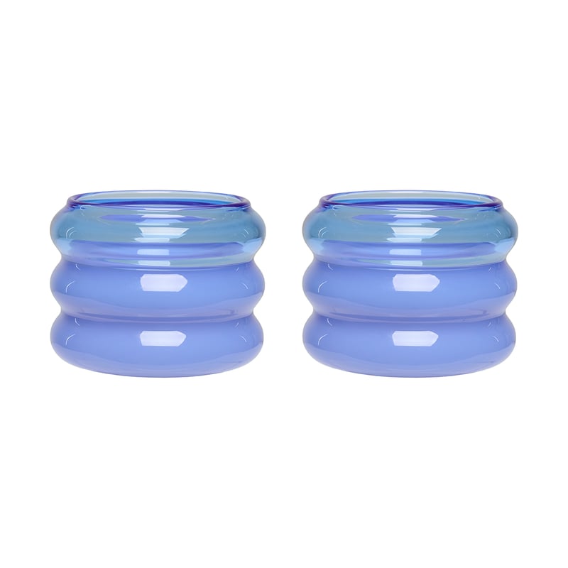 Design Letters Bubble tealight holder Ø5,6 cm 2 pack Blue-milky blue