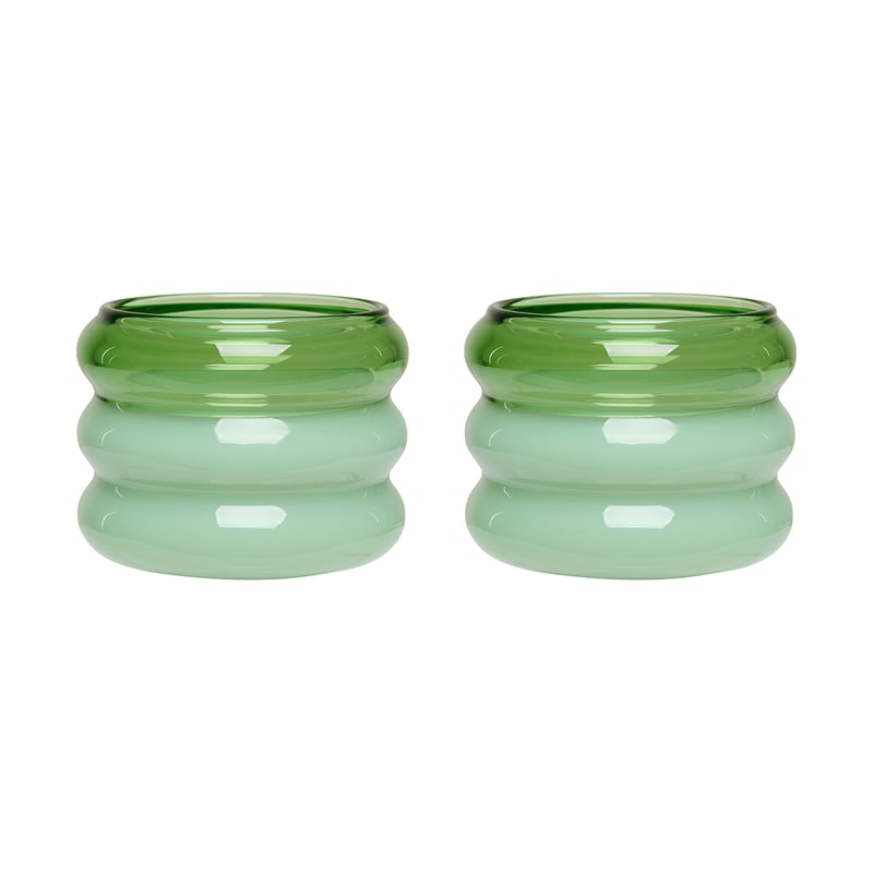 Design Letters Bubble tealight holder Ø5,6 cm 2 pack Green-milky green