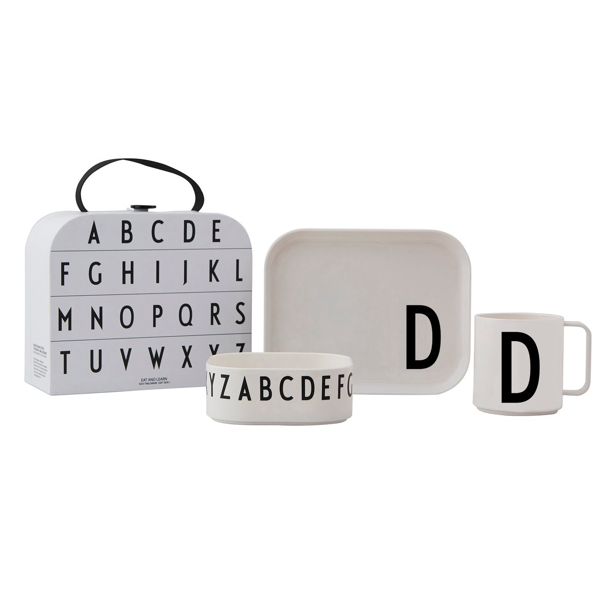 Design Letters children's dinnerware set D | Scandinavian Design | Children's tableware | White
