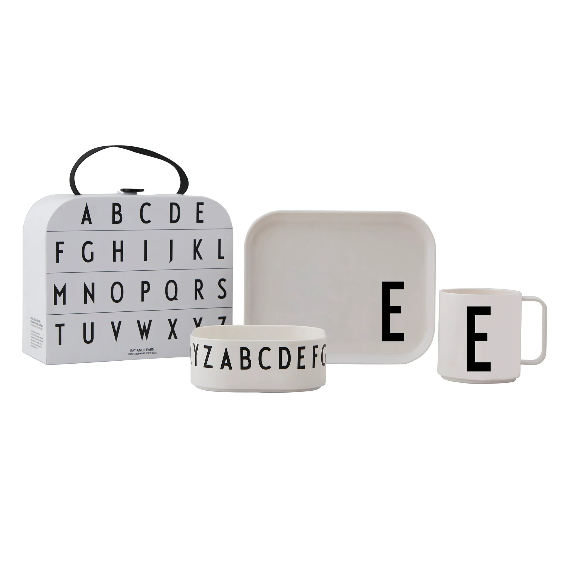 Design Letters children's dinnerware set, E Design Letters
