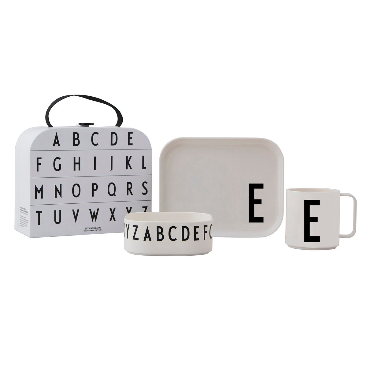 Design Letters children's dinnerware set E | Scandinavian Design | Children's tableware | White