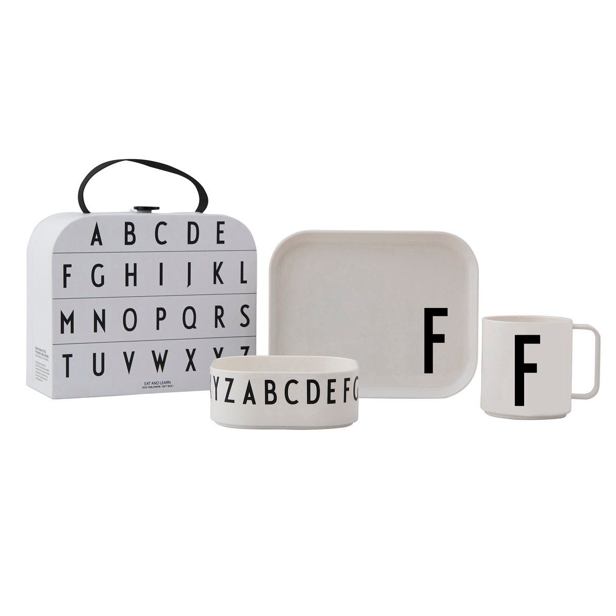 Design Letters children's dinnerware set F | Scandinavian Design | Children's tableware | White