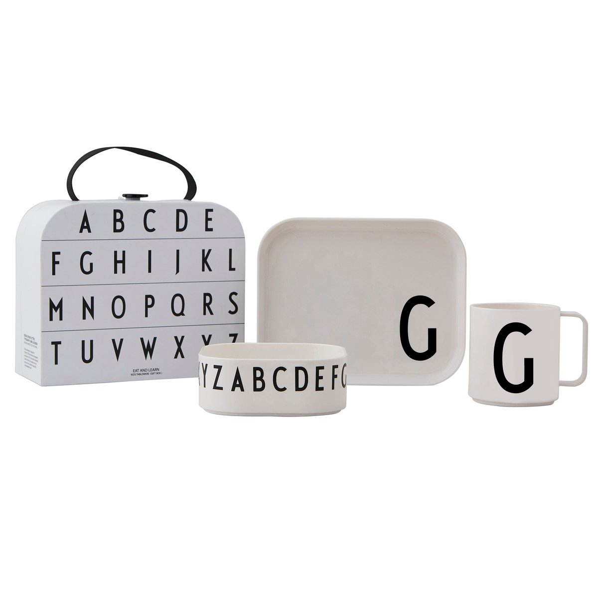 Design Letters children's dinnerware set G | Scandinavian Design | Children's tableware | White