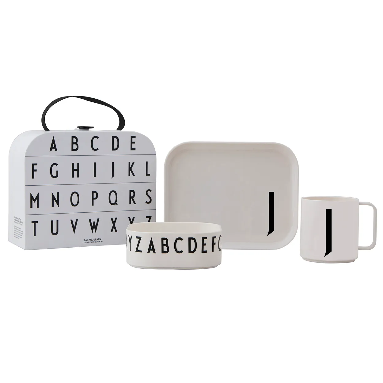 Design Letters children's dinnerware set J | Scandinavian Design | Children's tableware | White