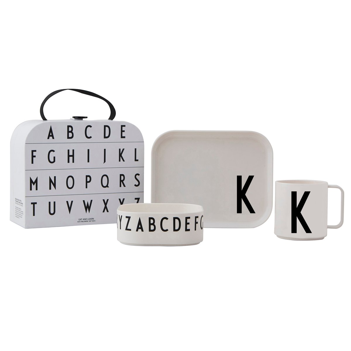 Design Letters children's dinnerware set K | Scandinavian Design | Children's tableware | White