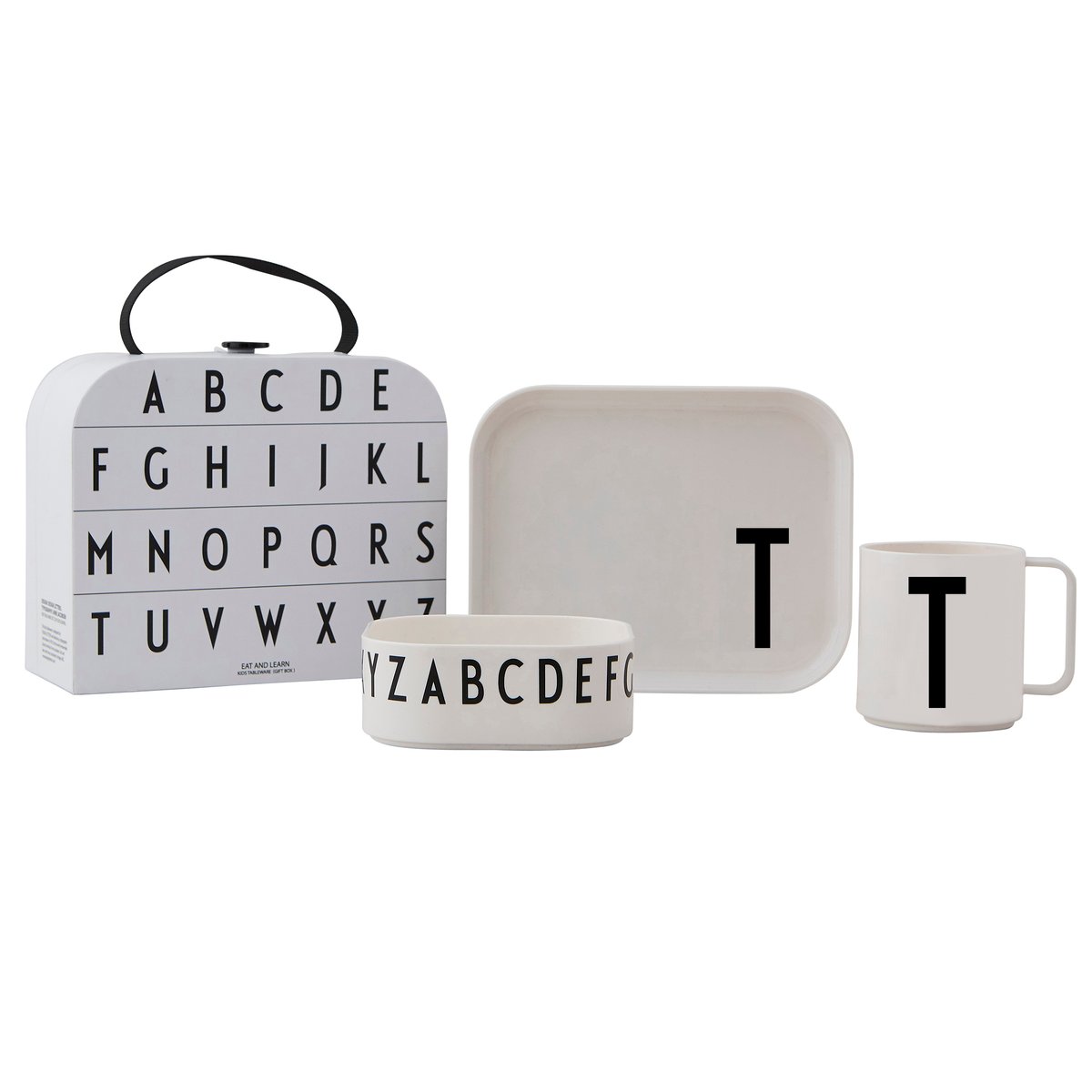 Design Letters children's dinnerware set T | Scandinavian Design | Children's tableware | White
