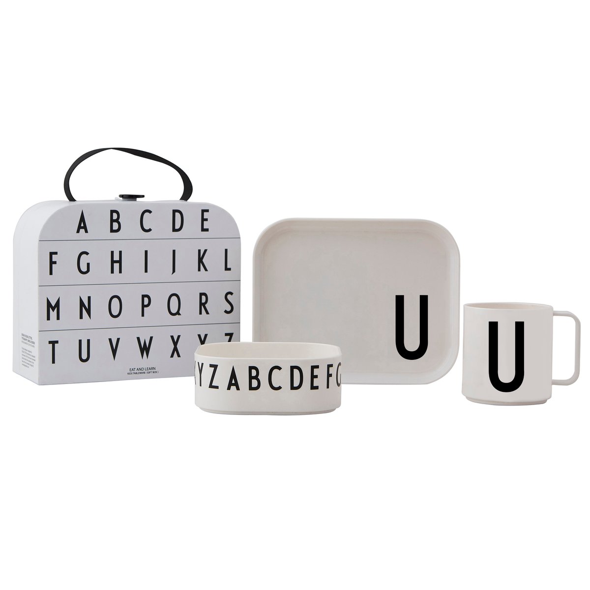 Design Letters children's dinnerware set U | Scandinavian Design | Children's tableware | White