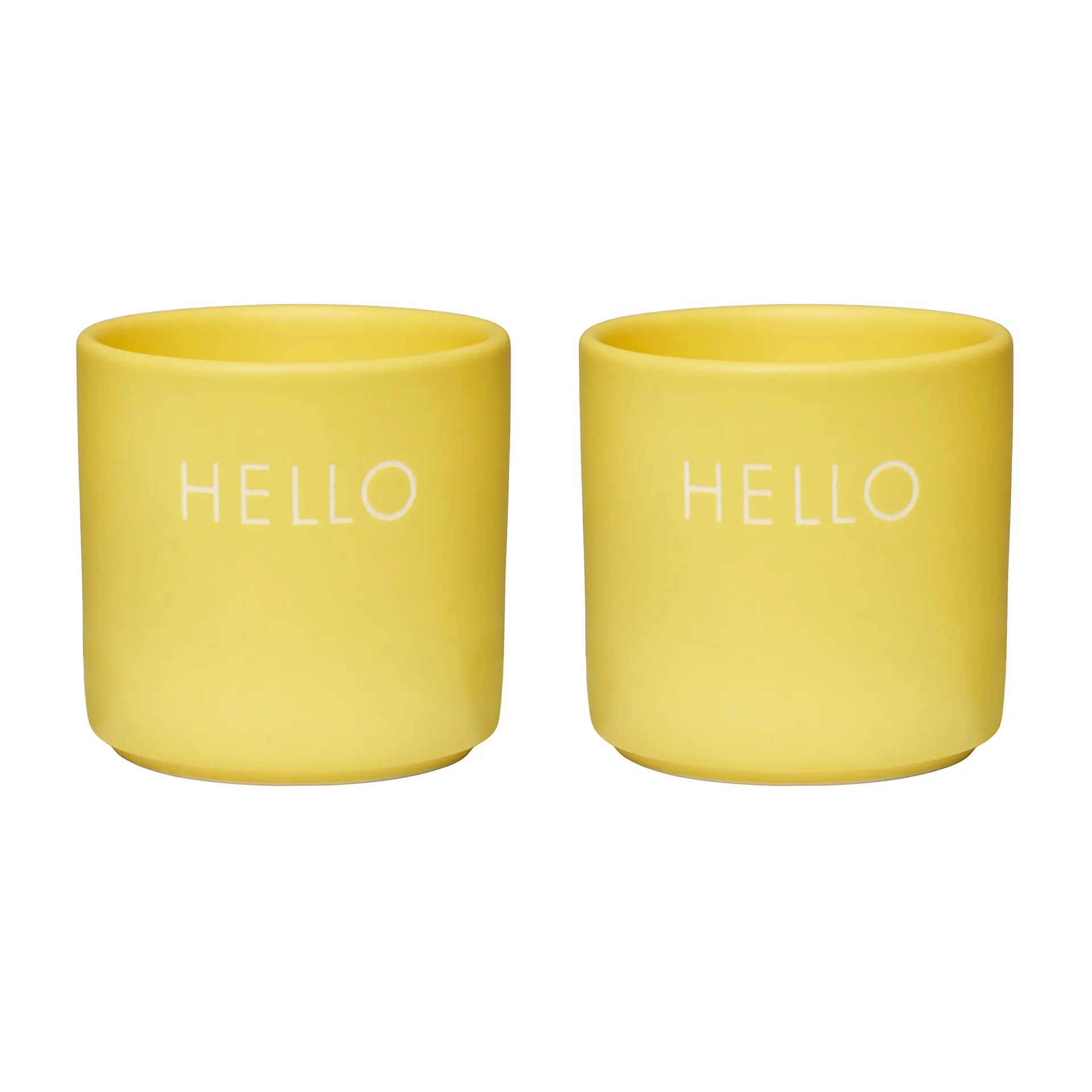 Design Letters egg cup 2-pack, Hello-yellow Design Letters