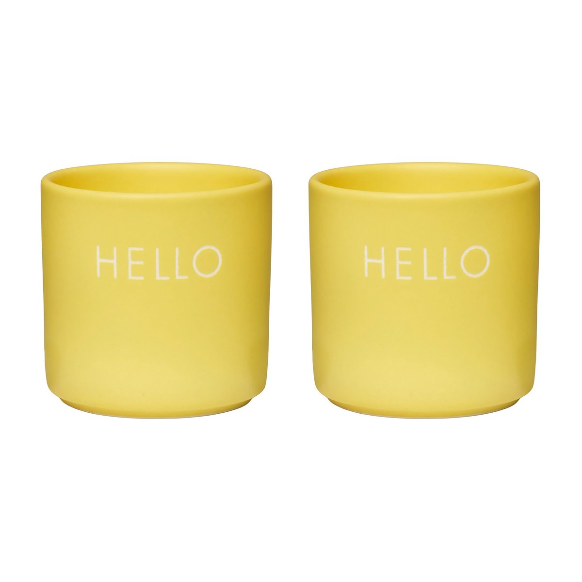 Design Letters egg cup 2-pack Hello-yellow | Scandinavian Design | Egg cups | Yellow