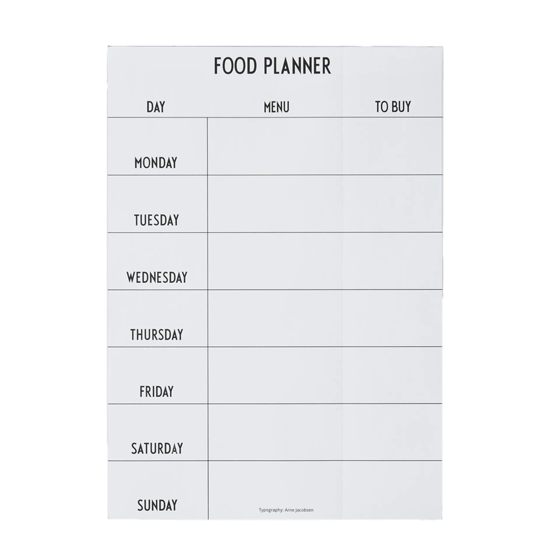 Design Letters meal planner, white Design Letters