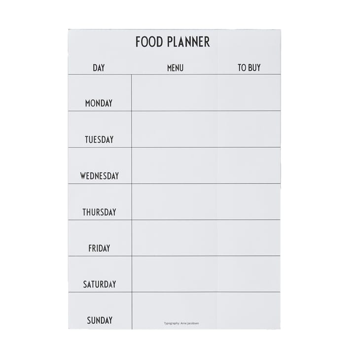 Design Letters meal planner, white Design Letters