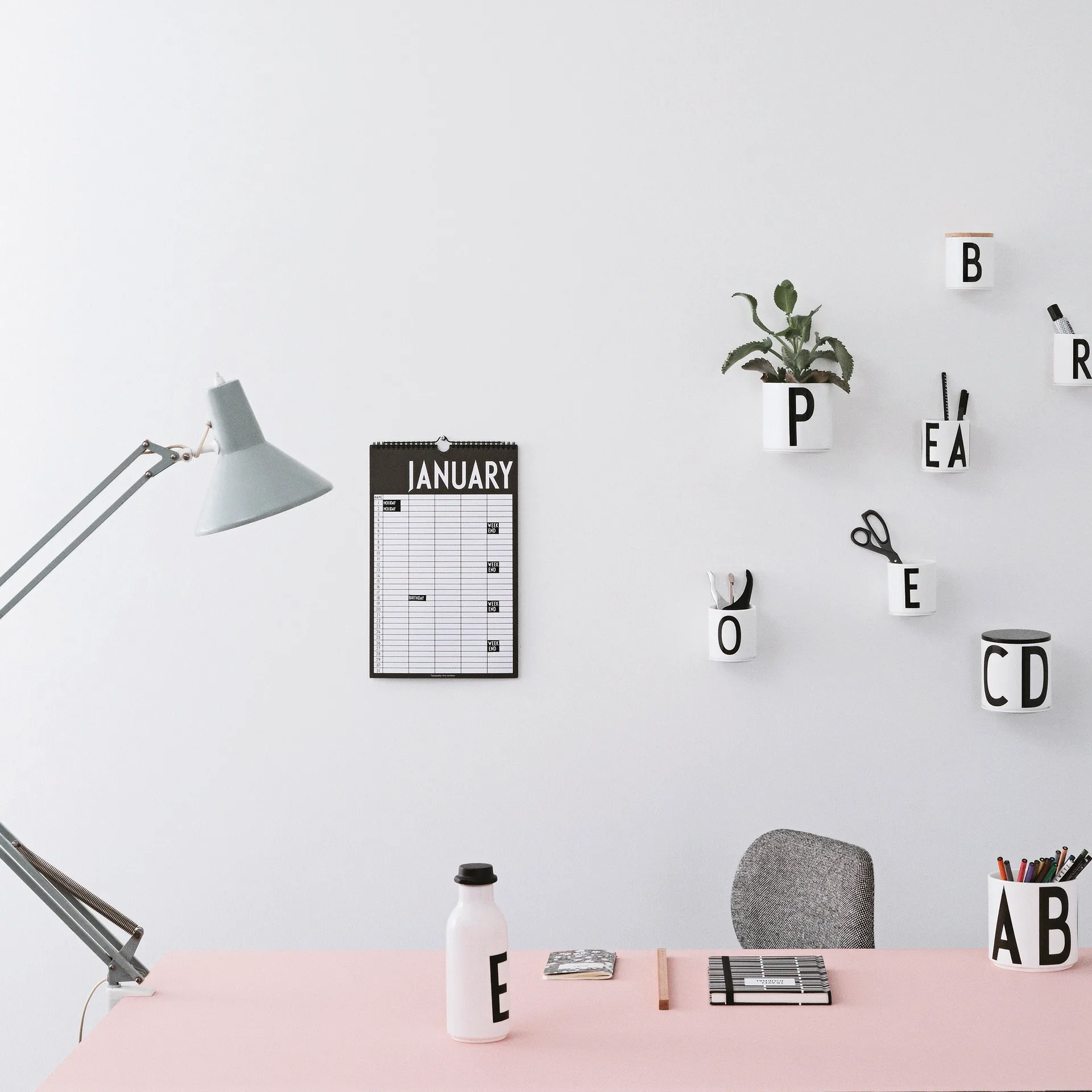 Design Letters Monthly Calendar, Black Design Letters