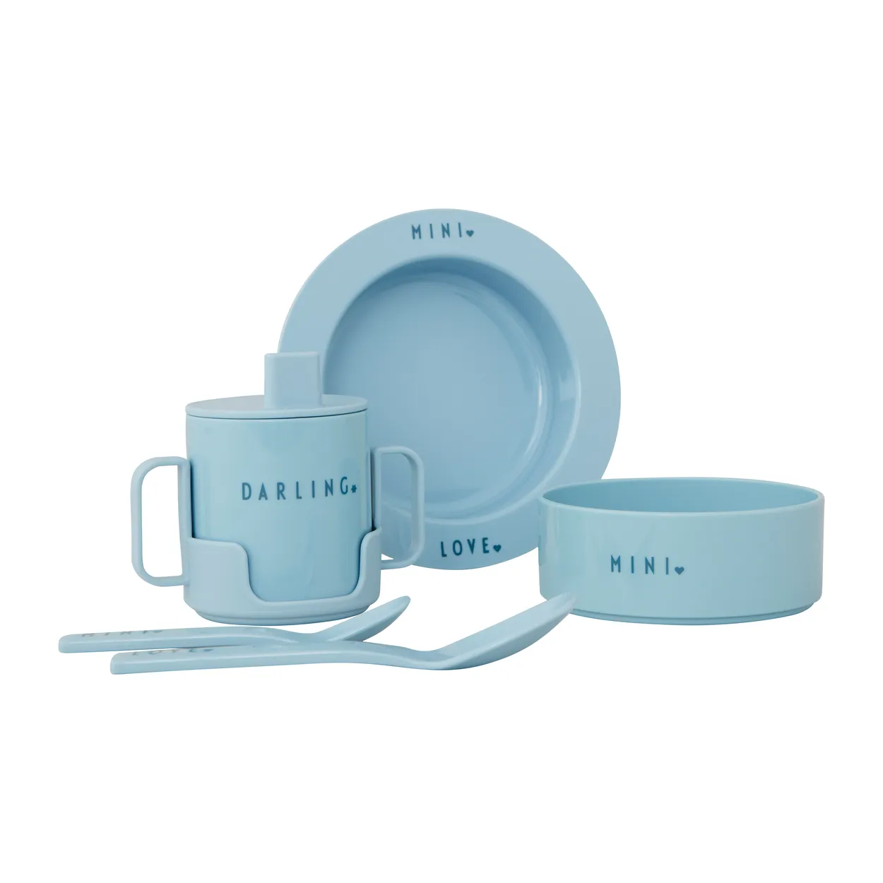Design Letters startset favourite mini Light blue | Scandinavian Design | Children's tableware | Blue