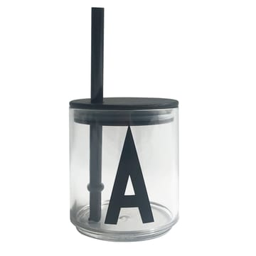 Design Letters straw with lid - Black - Design Letters