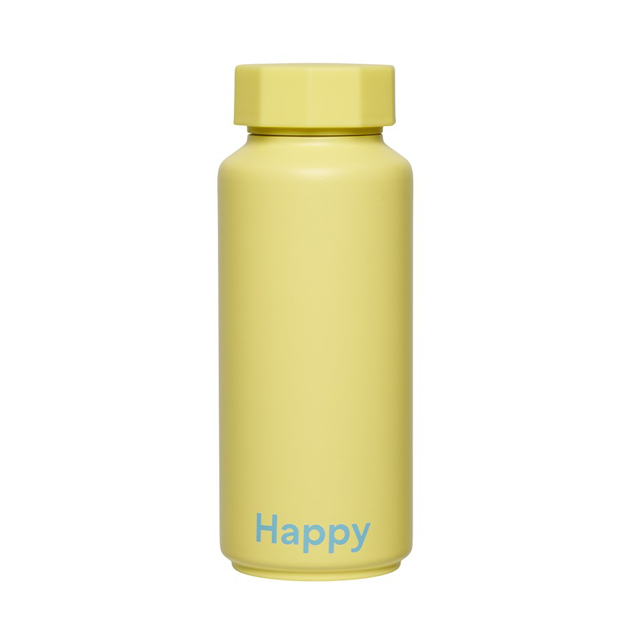 Design Letters thermos Happy-yellow | Scandinavian Design | Water bottles | Yellow