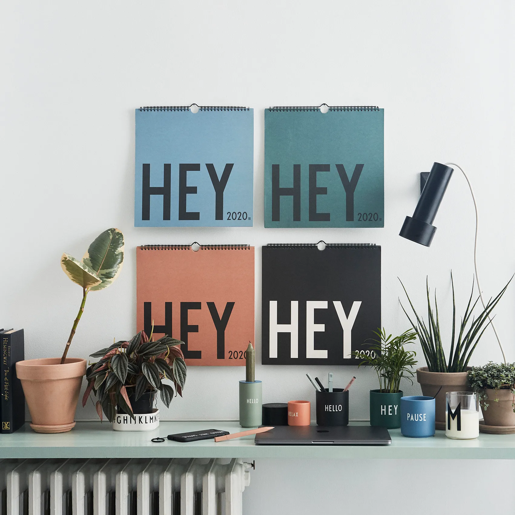 Design Letters wall calendar 2020, Blue Design Letters