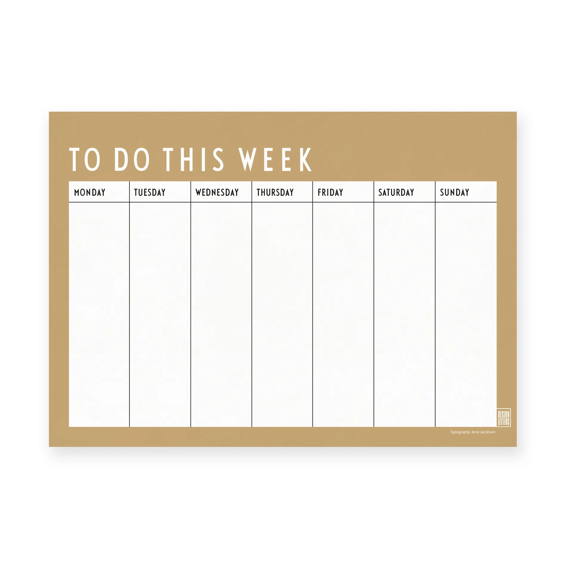 Design Letters weekly planner, Beige Design Letters