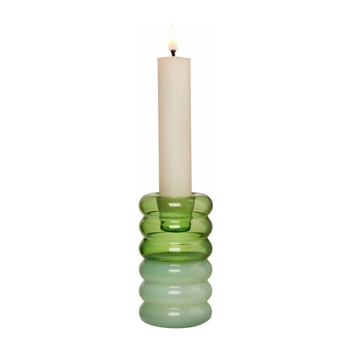 Hoop candle sticks Ø3.5x9 cm - Green-milky green - Design Letters
