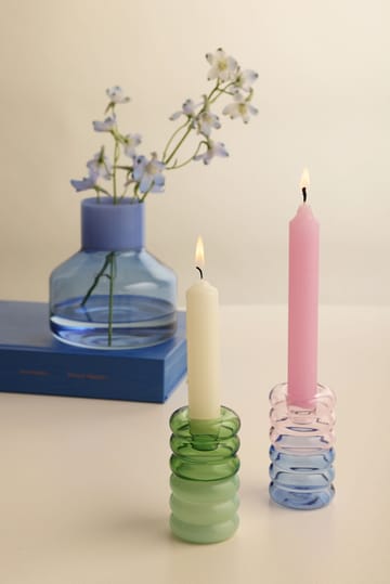 Hoop candle sticks Ø3.5x9 cm - Pink-blue - Design Letters
