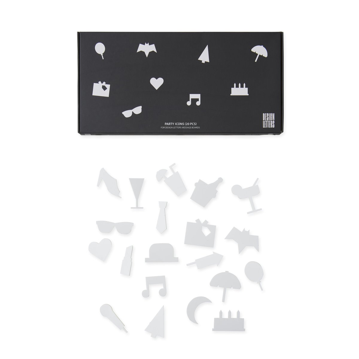 Design Letters Party icons to letter board 20 pieces white