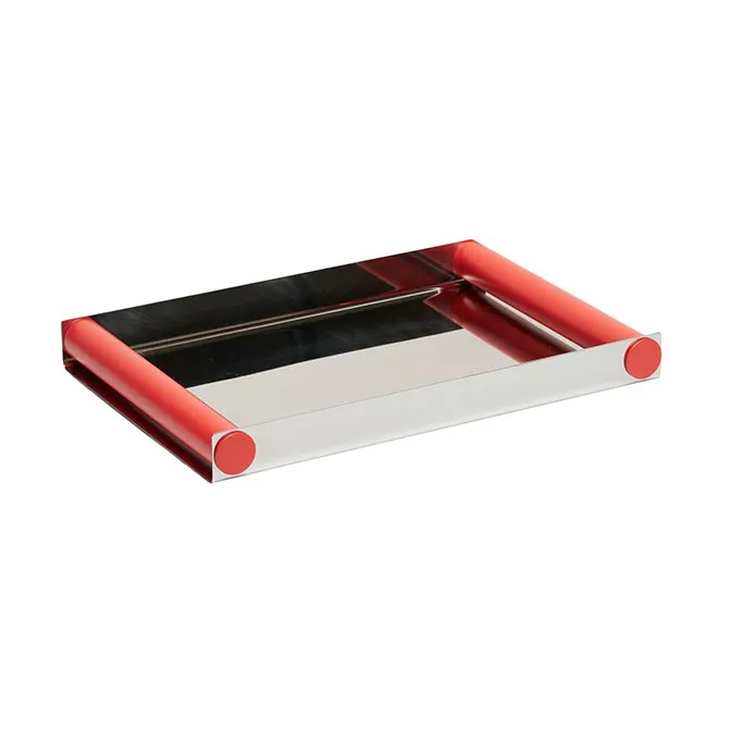 Design Letters Ray tray disco tray 20.5x30 cm Red coral, stainless steel
