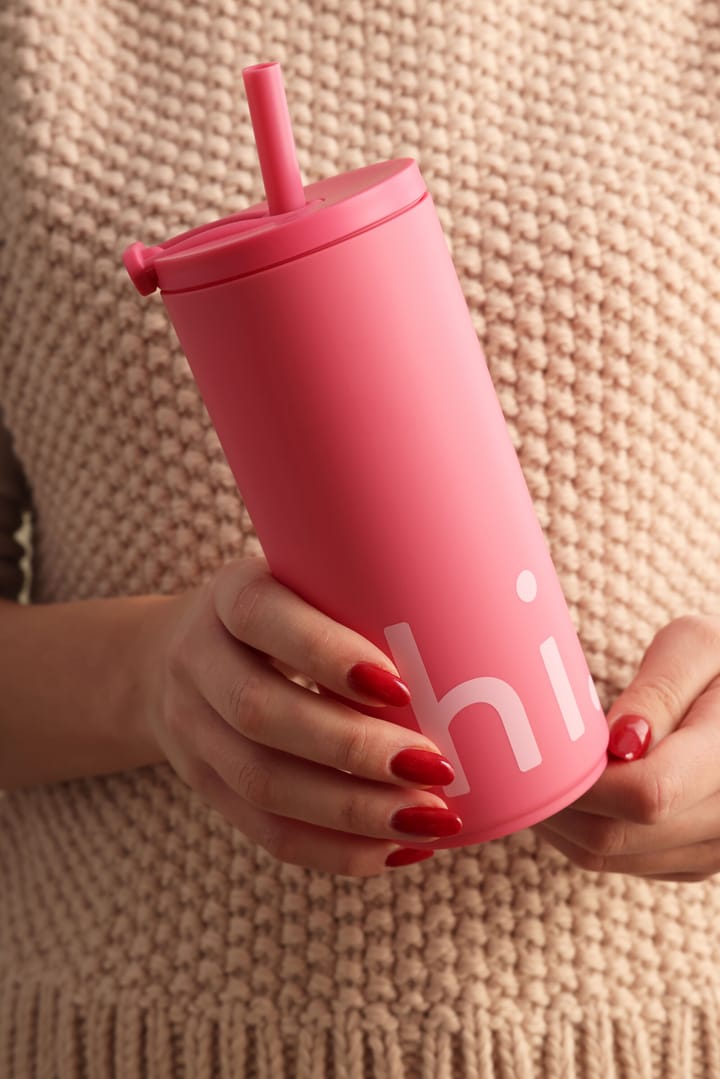 Travel Life thermos with straw 50 cl - Hi-cherry pink - Design Letters