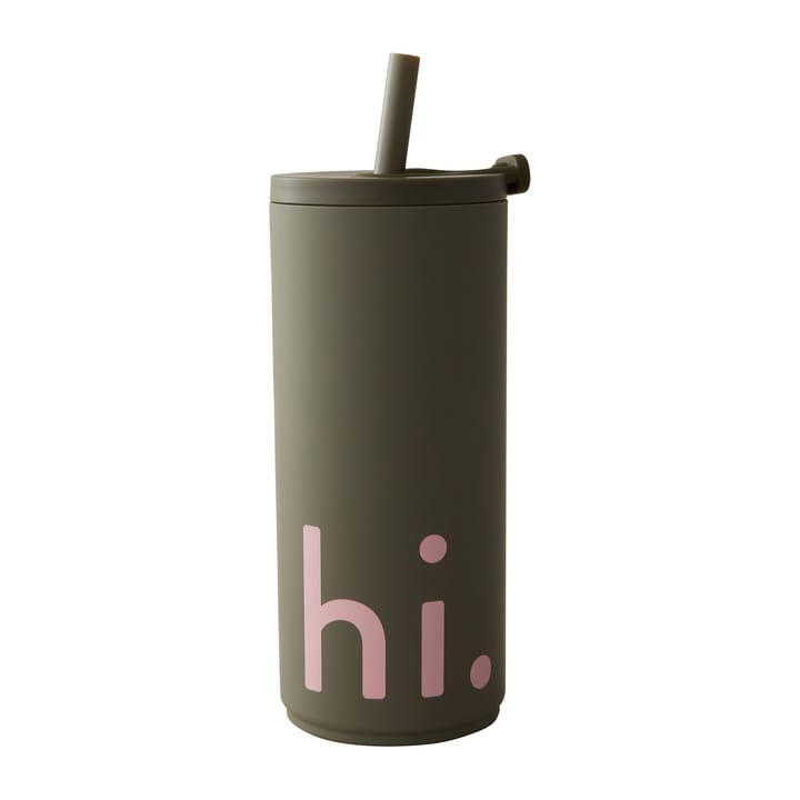 Travel Life thermos with straw 50 cl - Hi-olive green - Design Letters