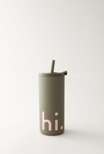 Travel Life thermos with straw 50 cl - Hi-olive green - Design Letters