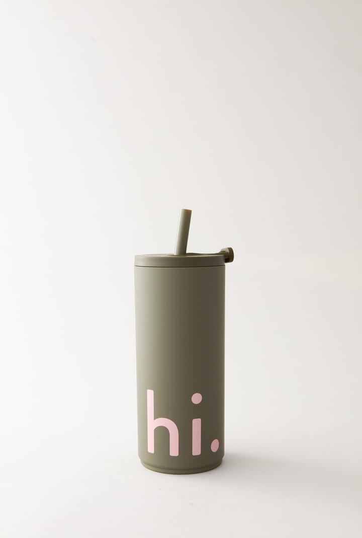 Travel Life thermos with straw 50 cl, Hi-olive green Design Letters