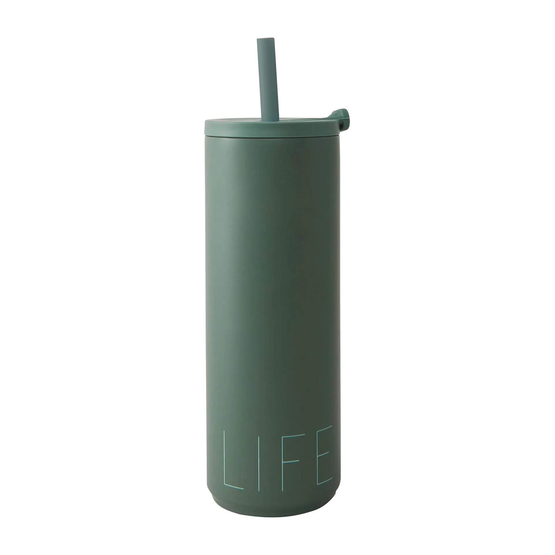 Travel Life thermos with straw 50 cl, Myrtle green Design Letters