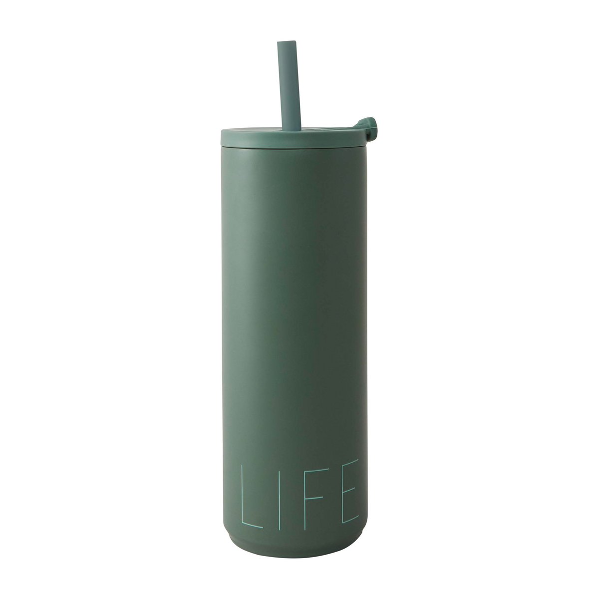 Design Letters Travel Life thermos with straw 50 cl Myrtle green