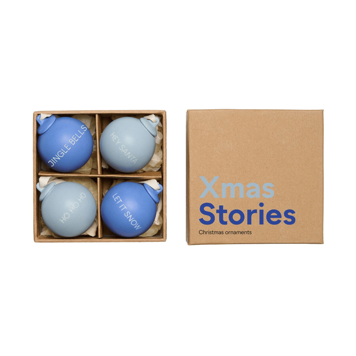 XMAS Stories christmas bauble Ø4 cm 4 parts - Cobalt blue-light blue - Design Letters