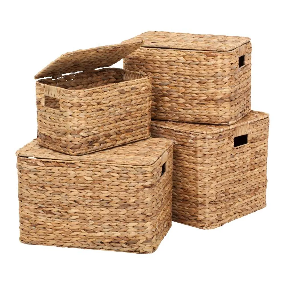 Basket with lid 4 pcs, Fishbone Dixie