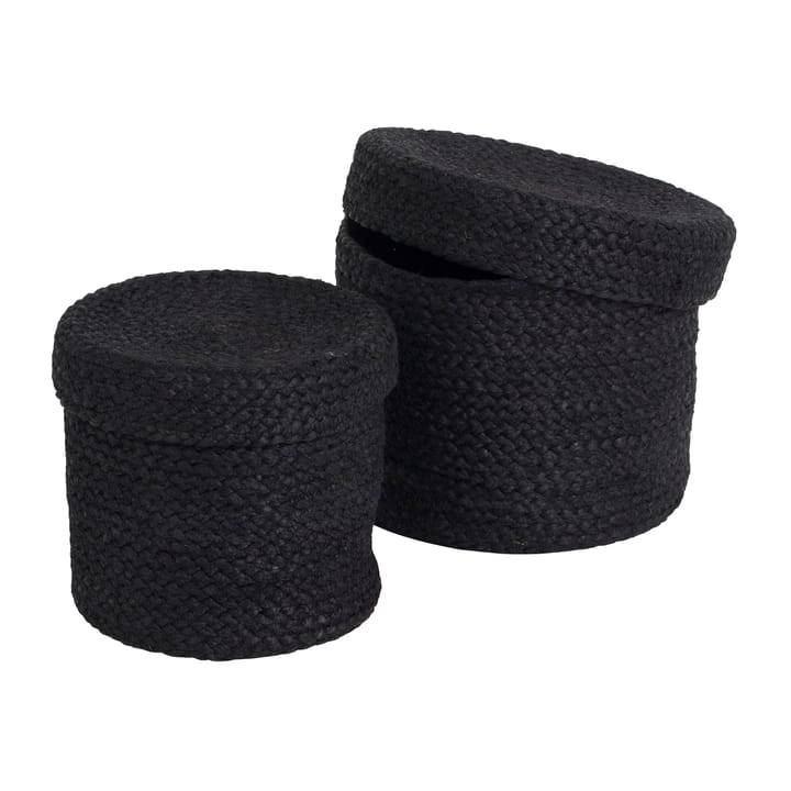 Elin storage basket with lid 2-pack - Black - Dixie