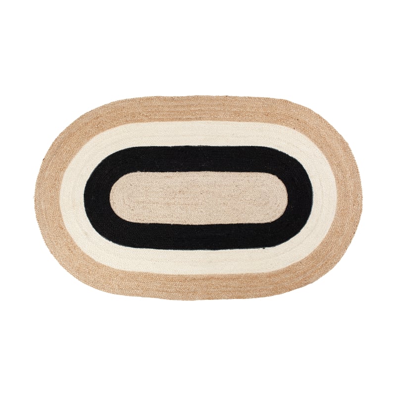 Dixie Elin striped oval jute rug 92x150 cm Black
