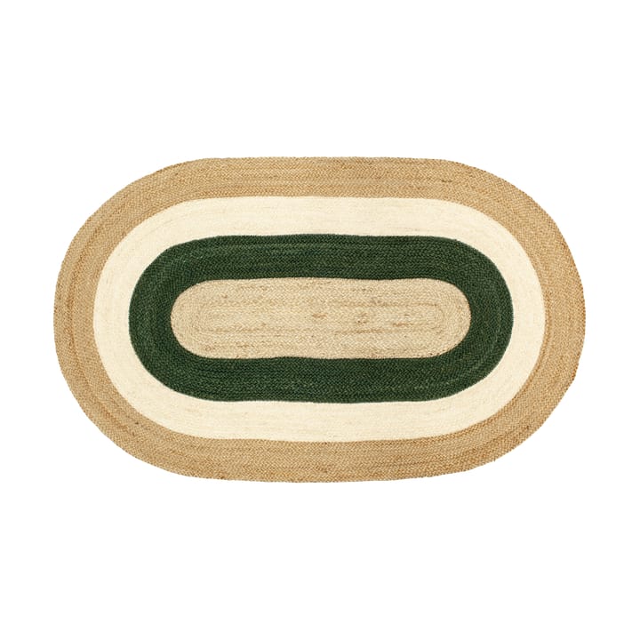 Elin striped oval jute rug 92x150 cm - Green - Dixie