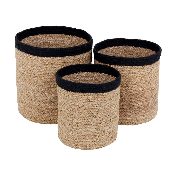 Emil storage basket 3-pack - nature-black - Dixie