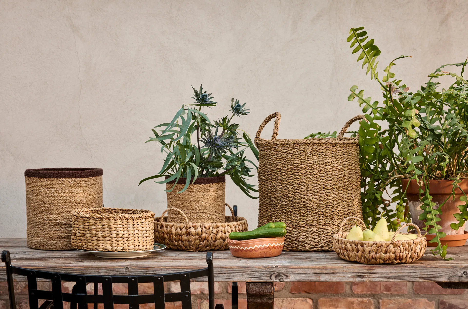 Esther cylinder storage basket with handle 2-pack, Natural Dixie