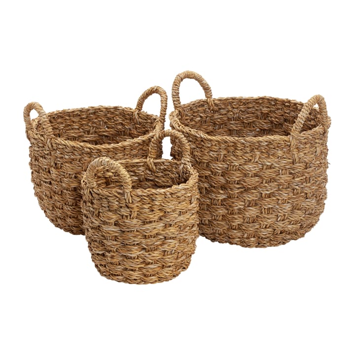 Esther storage basket round 3-pack - Natural - Dixie
